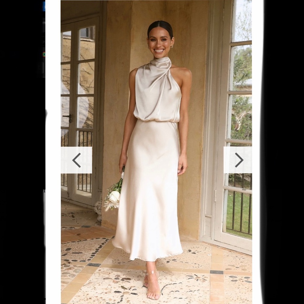 Billy J Esther Maxi Dress Cream Champagne Size XS - NWT (New With Tag)